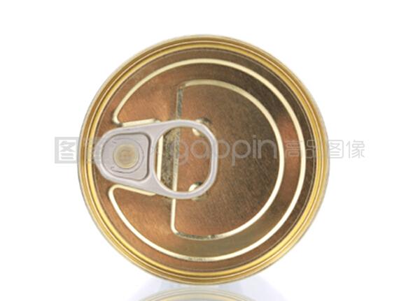 金属罐的顶部视图。